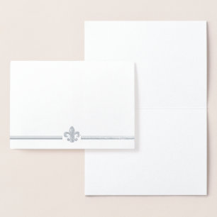Tarjeta de saludo Relieve metalizado plateado Vint