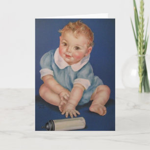 Tarjeta De Saludo Retro Baby In Blue