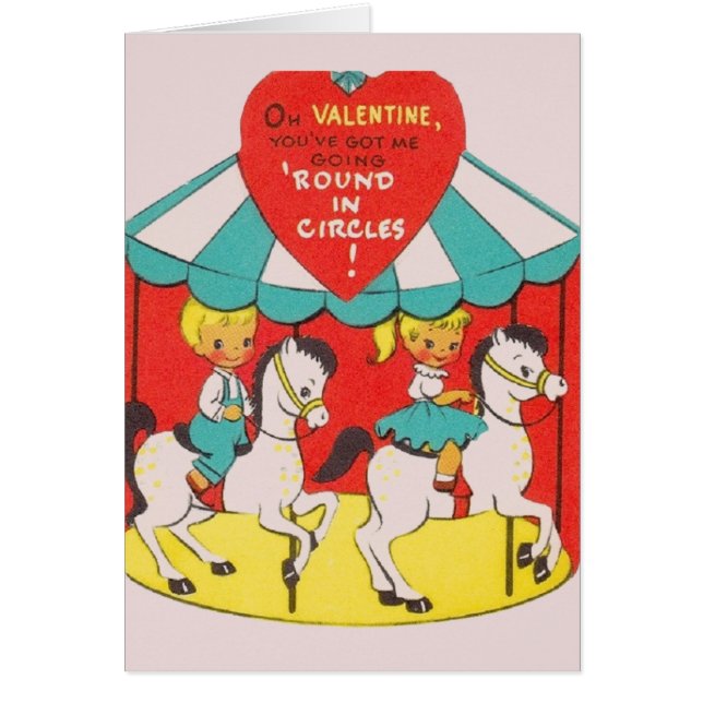Tarjeta de saludo Retro Carousel El día de San Val (Frente)