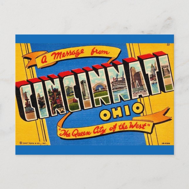 Tarjeta de saludo retro de Cincinnati  (Anverso)