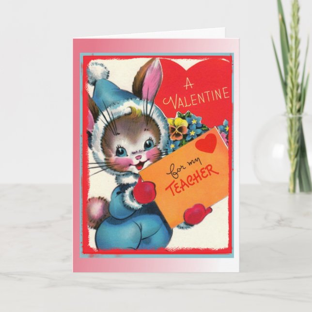 Tarjeta de saludo retro "Un San Valentín para mi p (Anverso)