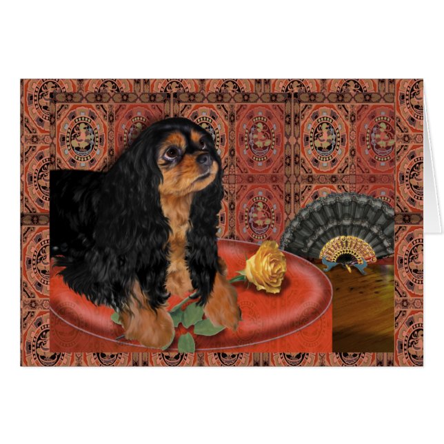 Tarjeta de saludo, Rey Charles Cavalier Spaniel (Anverso (Horizontal))