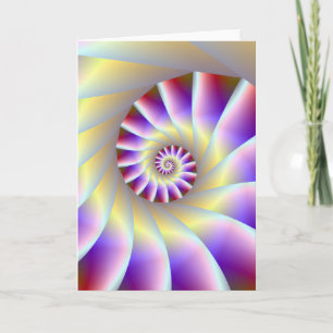 Tarjeta de saludo rojo morado y blanco espiral