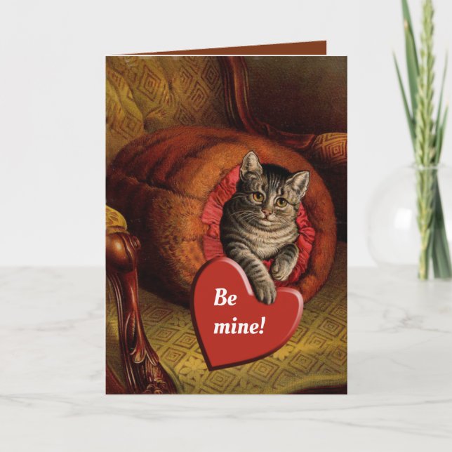 Tarjeta de saludo romántica de gato valentino (Anverso)