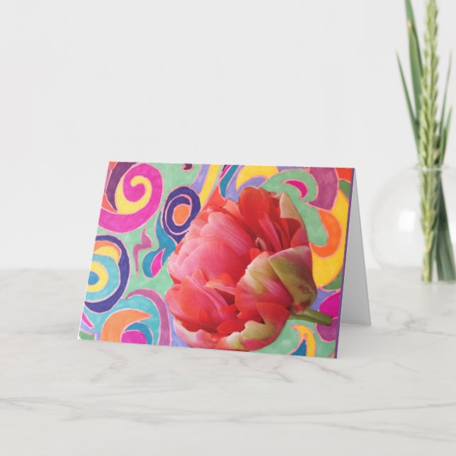 Tarjeta de saludo Rosa espiral (Anverso)