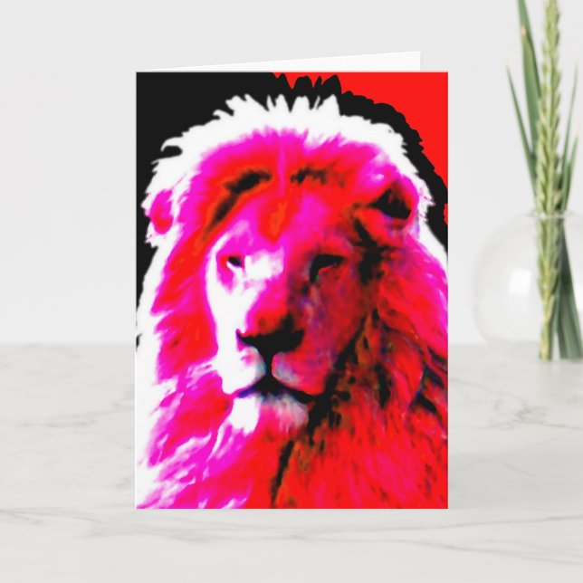 Tarjeta de saludo rosa Lion Head (Anverso)
