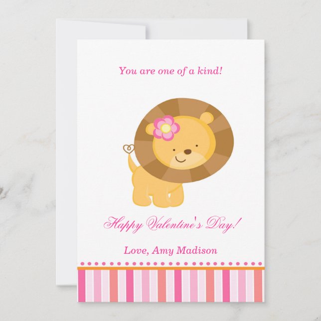 Tarjeta de saludo rosa para niños día de San Valen (Anverso)