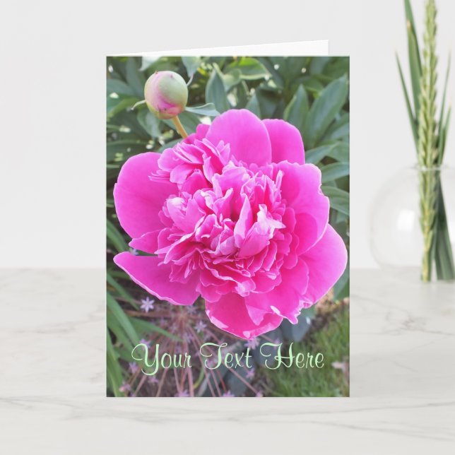 Tarjeta de saludo Rosa Pink Peony *Personalizar* (Anverso)