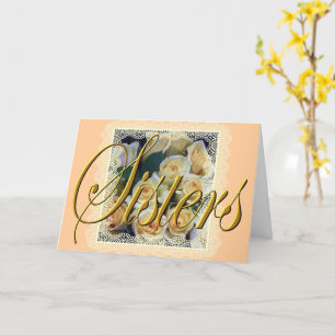 Tarjeta de saludo - Rosas amarillas cremosas en en