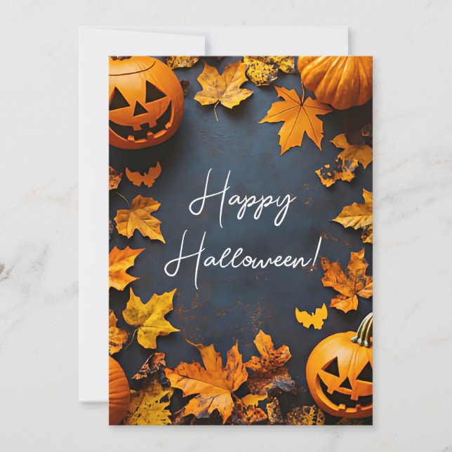 Tarjeta de saludo Rustic Pumpkins Halloween (Anverso)