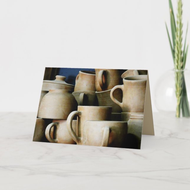 Tarjeta de saludo Rústica de Cerámica y Mugs Blank (Anverso)