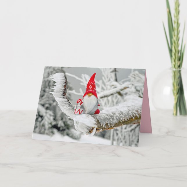 tarjeta de saludo santa tree gnome (Anverso)