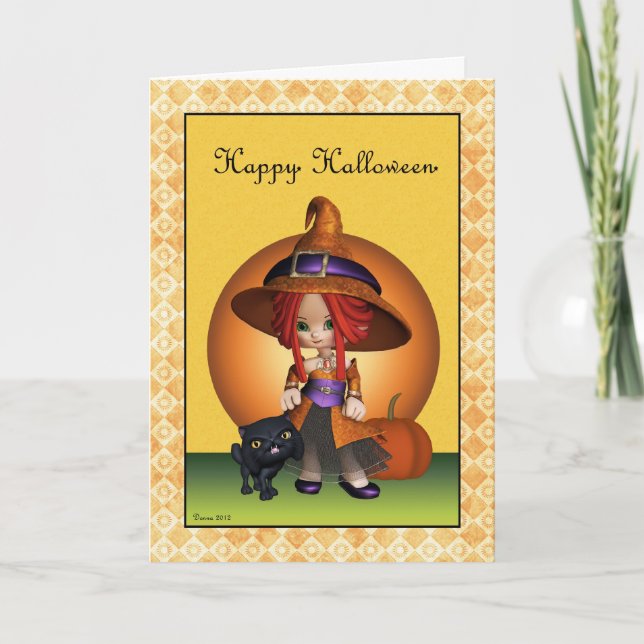 Tarjeta de saludo Sassy Witch Happy Halloween (Anverso)