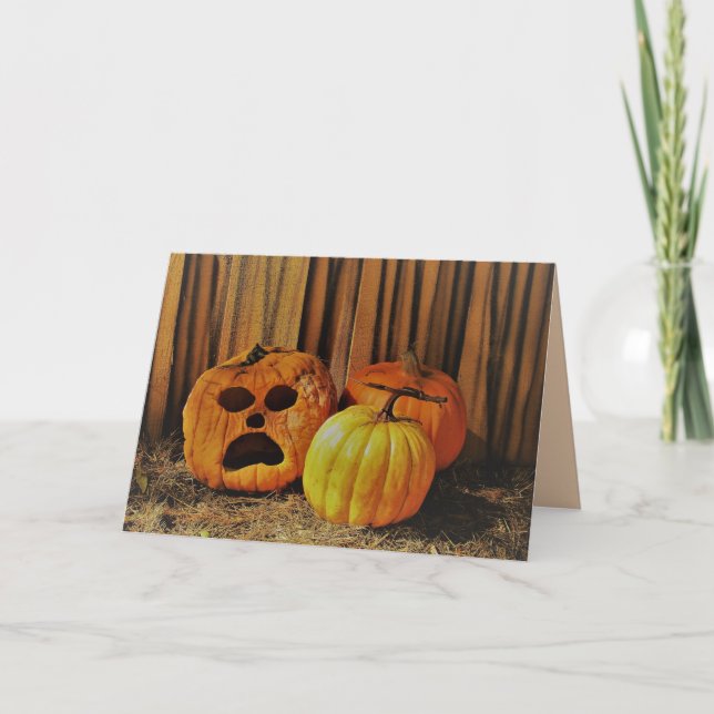 Tarjeta de saludo Scary Pumpkin Halloween (Anverso)