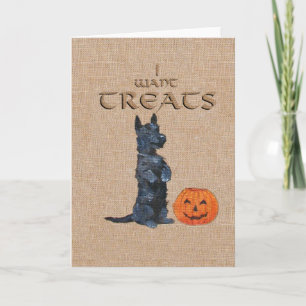 Tarjeta de saludo Scottish Terrier Halloween