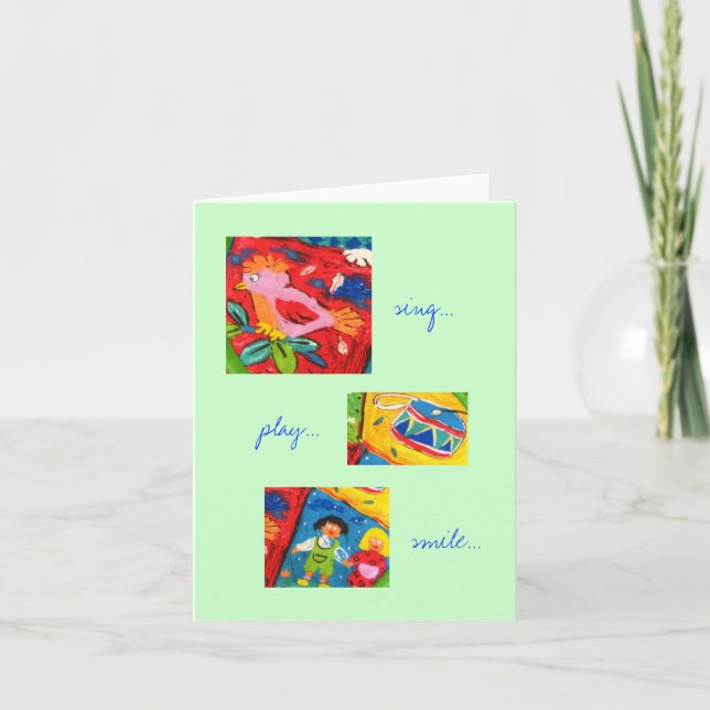 Tarjeta de saludo Sing Play Smile (Anverso)