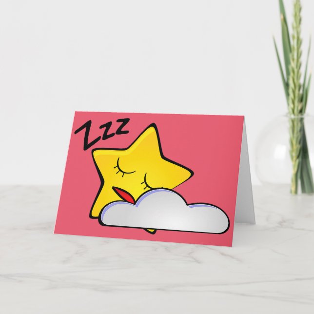 Tarjeta de saludo Sleepy Yellow Star (Anverso)