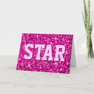 Tarjeta de saludo 'Star' rosa de Glitz 'Your Text'