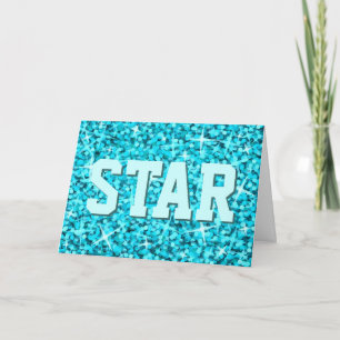 Tarjeta de saludo 'Star' 'Your Text' de Glitz Blue