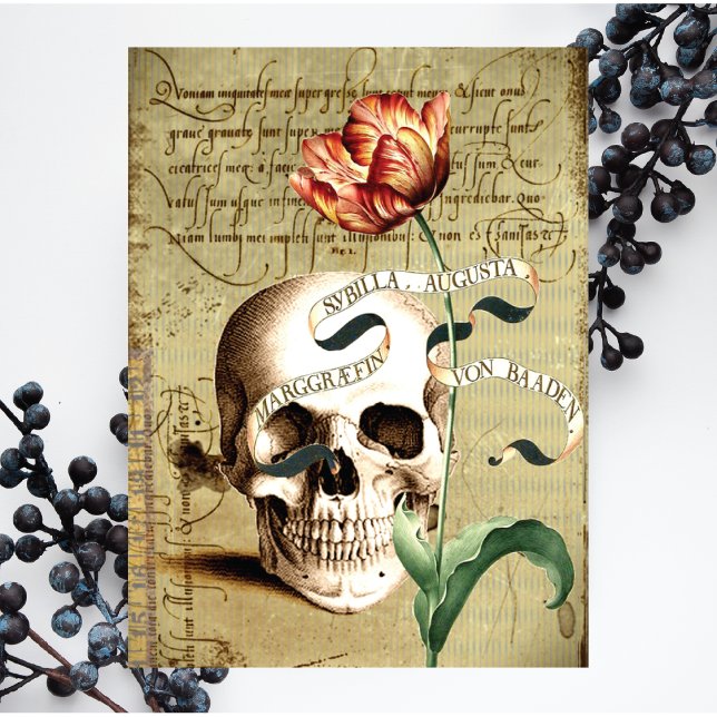 Tarjeta de saludo Steampunk Skull Floral Halloween (Subido por el creador)