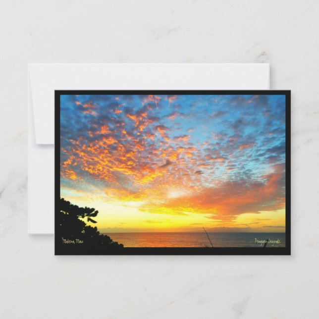 Tarjeta de saludo, Sunset, Makua Cabin, Makena, Ma (Anverso)
