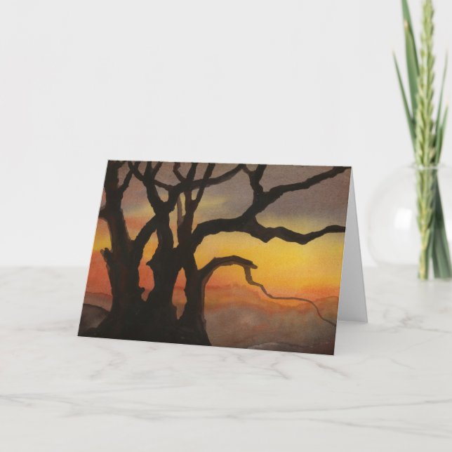 Tarjeta de saludo "Sunset Tree #5" Country Roads (Anverso)