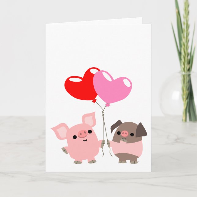Tarjeta de saludo Tangled Hearts (Cerdos Personali (Anverso)