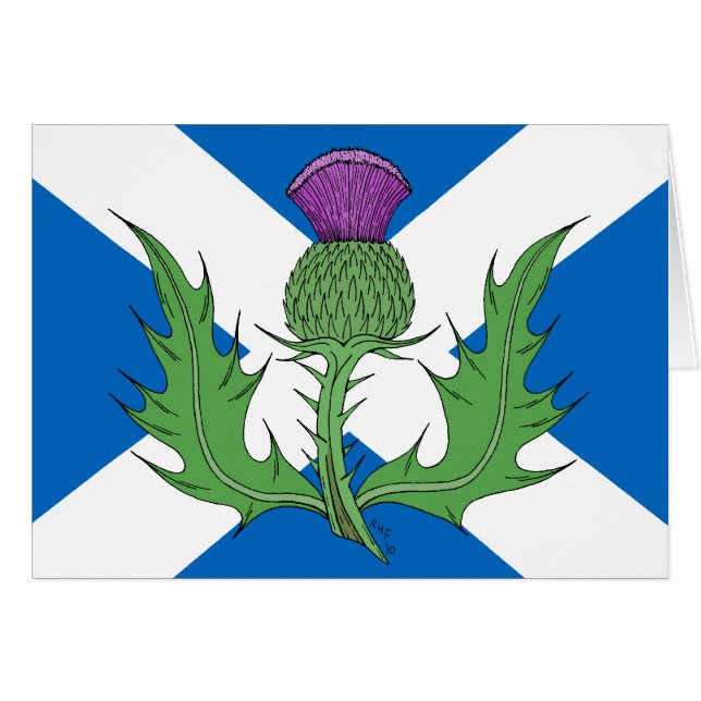 Tarjeta de saludo Thistle and Saltire de Escocia (Anverso (Horizontal))