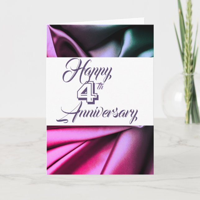 Tarjeta de saludo tradicional del 4º aniversario d (Anverso)