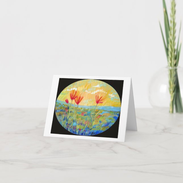 Tarjeta de saludo 'Tres Flores Rojas' (Anverso)