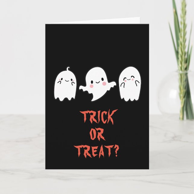 Tarjeta de saludo, truco o truco de Halloween (Anverso)