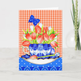 Tarjeta de saludo Tulips y Teacup