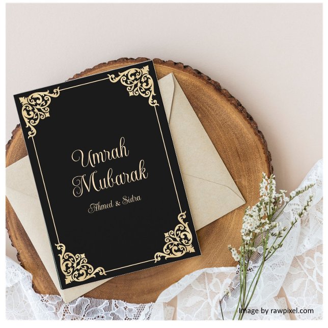 Tarjeta de saludo Umrah Mubarak Mubarak Musulmán d (Subido por el creador)