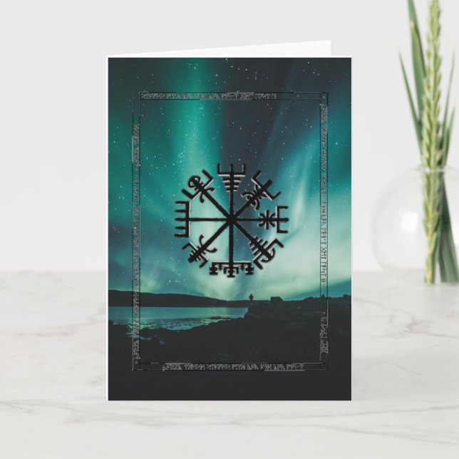 Tarjeta de saludo Vegvisir Compass/Wayfinder Rune (Anverso)