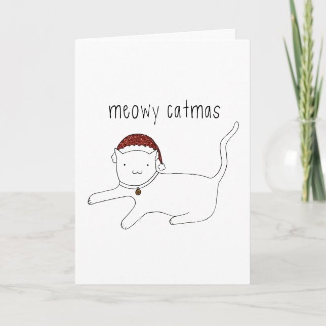 Tarjeta de saludo vertical Meowy Catmas (Anverso)