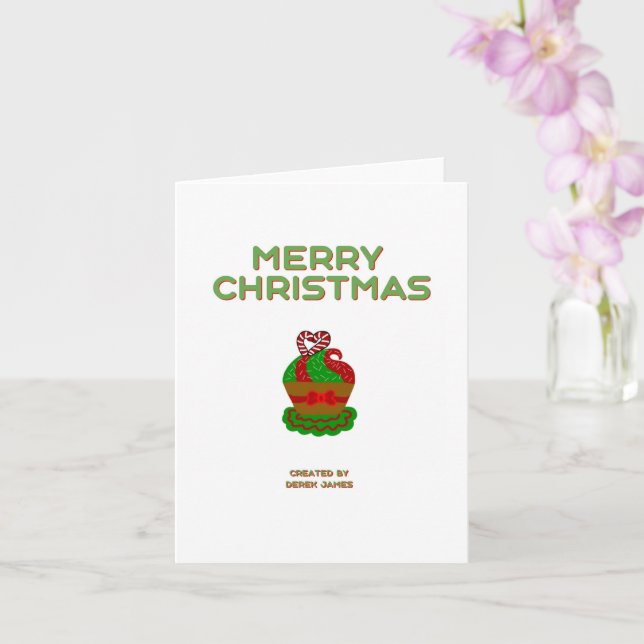 Tarjeta de saludo vertical pequeña para el pastel  (Orquídea)