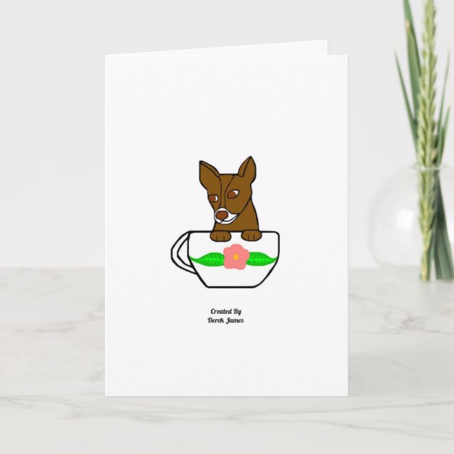 Tarjeta de saludo vertical Teacup Chihuahua (Anverso)