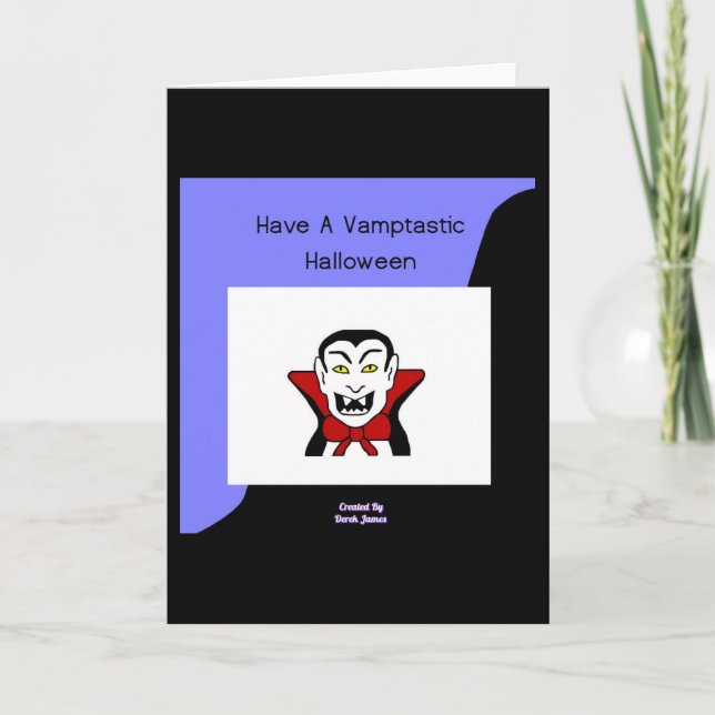Tarjeta de saludo vertical Vamptastic Halloween (Anverso)