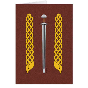 Tarjeta de saludo Viking Sword y Plaitwork