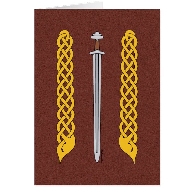 Tarjeta de saludo Viking Sword y Plaitwork (Frente)