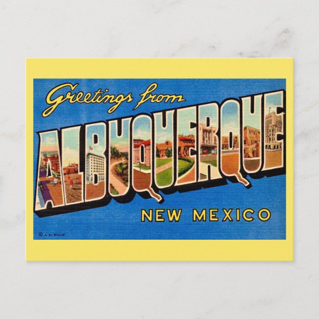 Tarjeta de saludo vintage Albuquerque NM (Anverso)