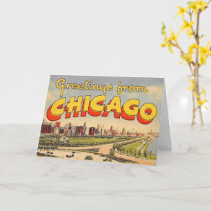 Tarjeta de saludo vintage de Chicago