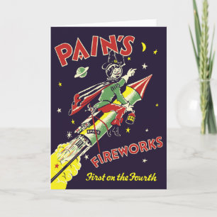 Tarjeta De Saludo Vintage De Fireworks Del 4 De Ju