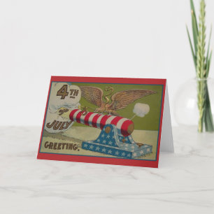 Tarjeta De Saludo Vintage Del 4 De Julio