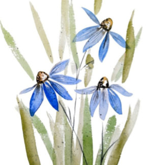Tarjeta de saludo Watercolor Blue Daisies