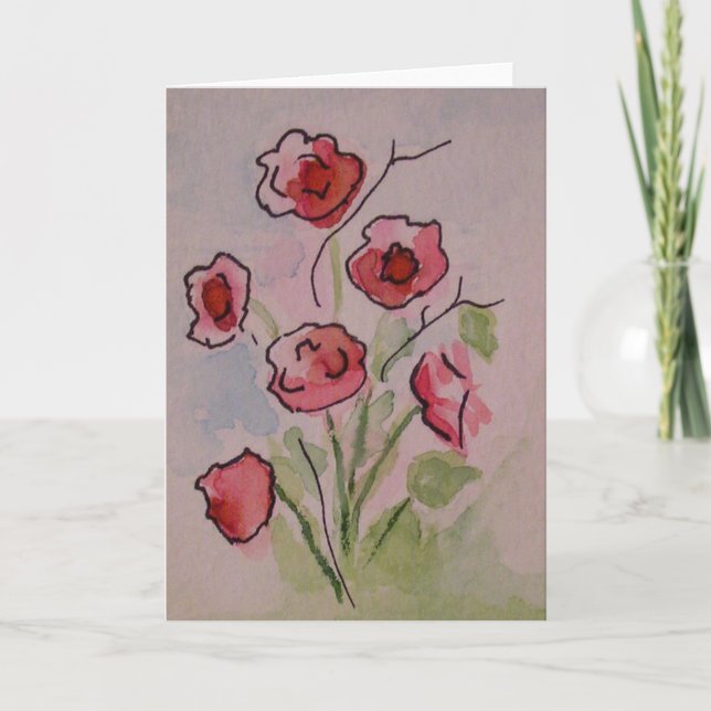 Tarjeta de saludo Watercolor Poppies, interior en  (Anverso)