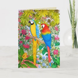 Tarjeta de saludo Watercolor Tropical Macaw Parrot