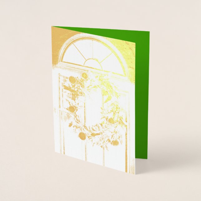 Tarjeta de saludo Wreath de Relieve metalizado dor (Anverso)