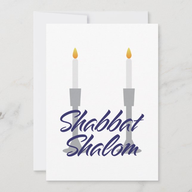 Tarjeta de saludo y candelero shalom de Shabbat (Anverso)