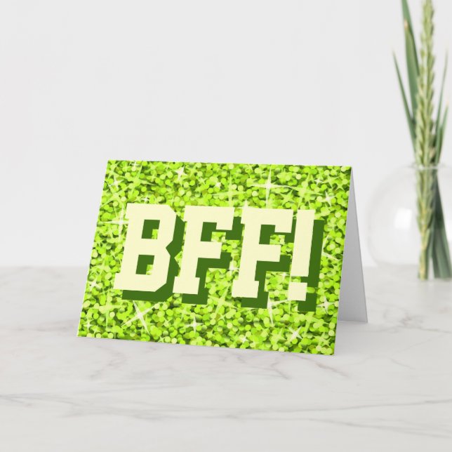 Tarjeta de saludo "Your Text" de Glitz Lime 'BFF!' (Anverso)